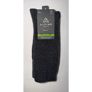 Alpine Design Thermolite Boot Socks Merino Wool 1pr Men’s Shoe XL 13-15 Charcoal
